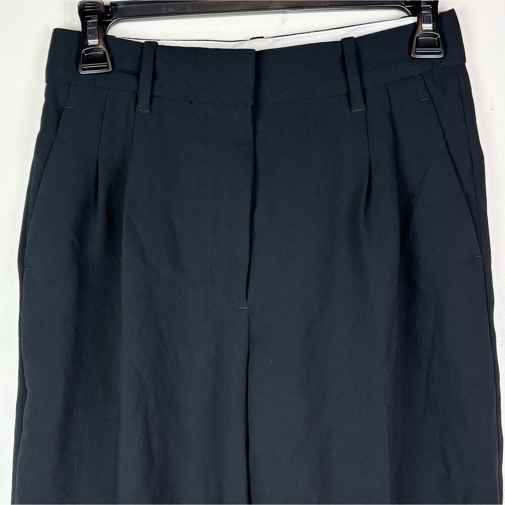 Aritzia Wilfred Effortless Pant Cropped Black Wide Leg Pleated Sz 4 High Rise - Picture 3 of 9